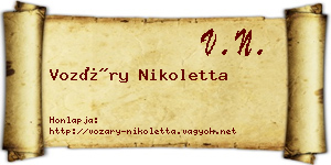 Vozáry Nikoletta névjegykártya